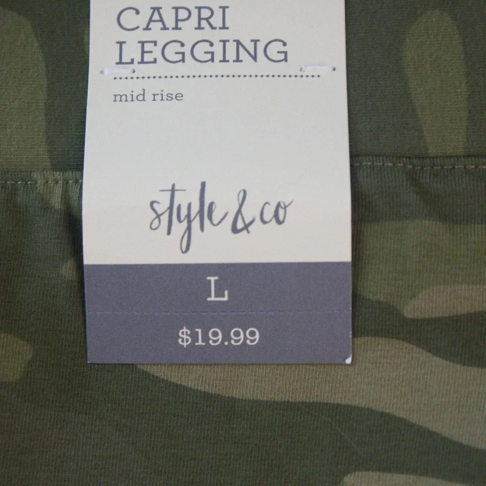 Style & Co Womens Green Camo Capri Leggings Mid Rise Size L 100122133 - Picture 5 of 8